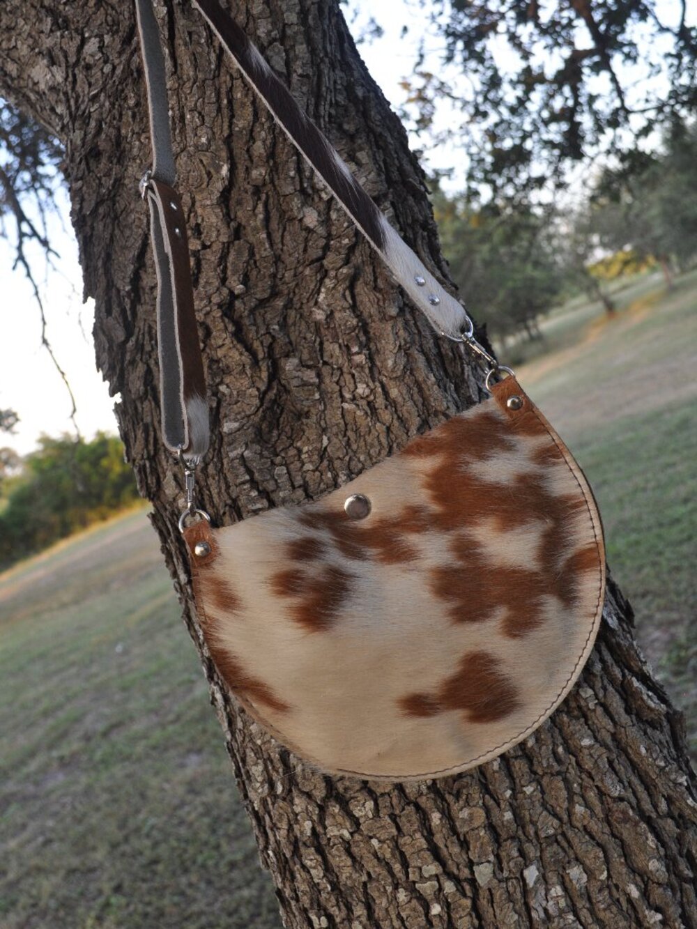 🤎 Handmade Cream & Brown Cowhide Purse | Genuine Leather | One-of-a-Kind Wester